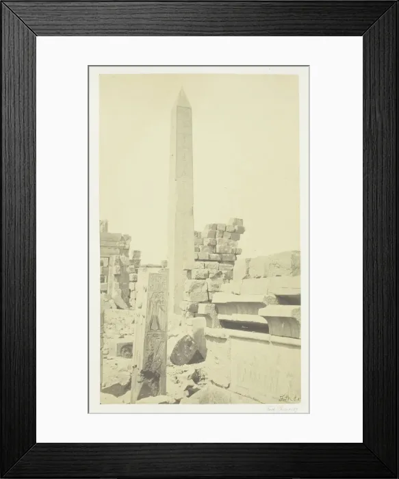 Framed Print : Obelisk and Granite Lotus Column, Karnac, 1857. Creator: Francis Frith Framed Print : Obelisk and Granite Lotus Column, Karnac, 1857. Creator: Francis Frith