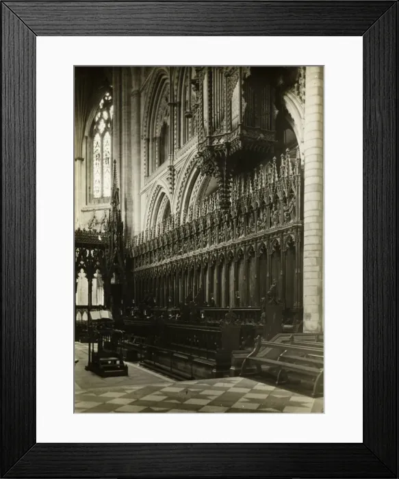Framed Print : Ely Cathedral: Choir Stalls, 1891. Creator: Frederick Henry Evans Framed Print : Ely Cathedral: Choir Stalls, 1891. Creator: Frederick Henry Evans