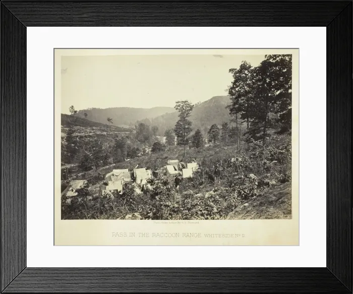 Framed Print : Pass in the Raccoon Range, Whiteside No. 2, 1864. Creator: George N. Barnard Framed Print : Pass in the Raccoon Range, Whiteside No. 2, 1864. Creator: George N. Barnard
