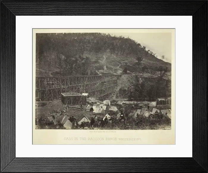 Framed Print : Pass in the Raccoon Range, Whiteside No. 1, 1864. Creator: George N. Barnard Framed Print : Pass in the Raccoon Range, Whiteside No. 1, 1864. Creator: George N. Barnard