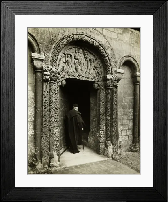 Framed Print : Ely Cathedral: Priors Door, with Bedesman, 1891. Creator: Frederick Henry Evans