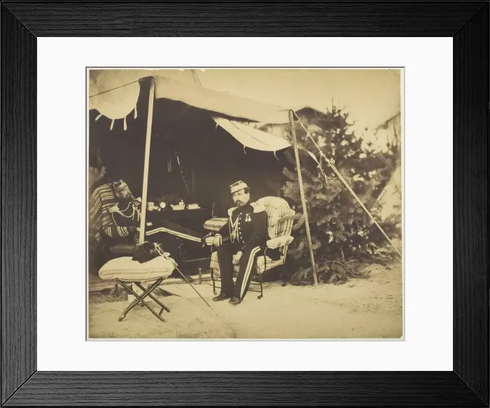 Framed Print : Officers Seated at a Tent, Camp de Chalons, 1857. Creator: Gustave Le Gray Framed Print : Officers Seated at a Tent, Camp de Chalons, 1857. Creator: Gustave Le Gray