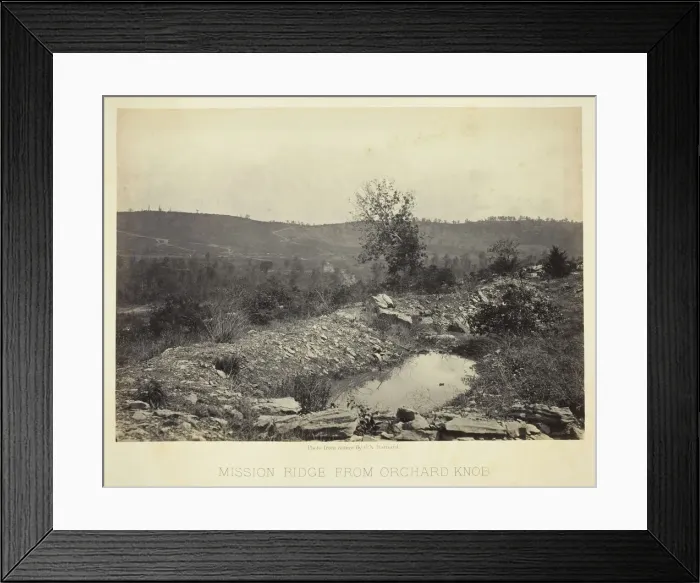 Framed Print : Mission Ridge from Orchard Knob, 1864 / 66. Creator: George N. Barnard Framed Print : Mission Ridge from Orchard Knob, 1864 / 66. Creator: George N. Barnard