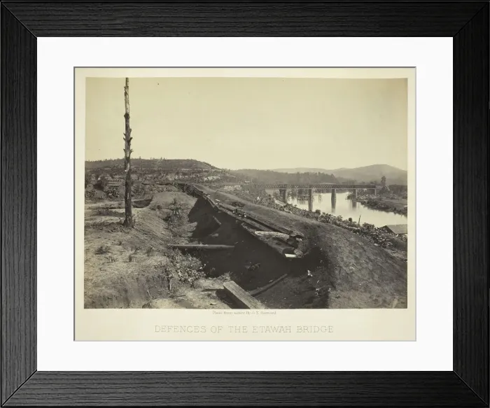 Framed Print : Defences of the Etawah Bridge, 1866. Creator: George N. Barnard Framed Print : Defences of the Etawah Bridge, 1866. Creator: George N. Barnard