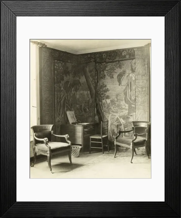 Framed Print : Kelmscott Manor: In the Tapestry Room, 1896. Creator: Frederick Henry Evans