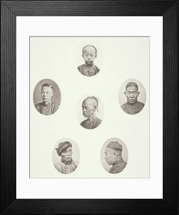 Framed Print : Cantonese Boy; Cantonese Merchant; Mongolian Male Head; A Venerable Head; A Labourer Framed Print : Cantonese Boy; Cantonese Merchant; Mongolian Male Head; A Venerable Head; A Labourer