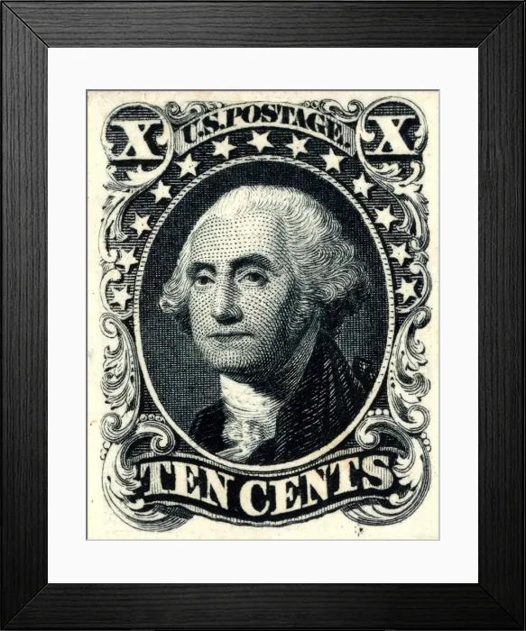 Framed Print : 10c Washington trial color card proof, 1881. Creator: American Bank Note Company Framed Print : 10c Washington trial color card proof, 1881. Creator: American Bank Note Company