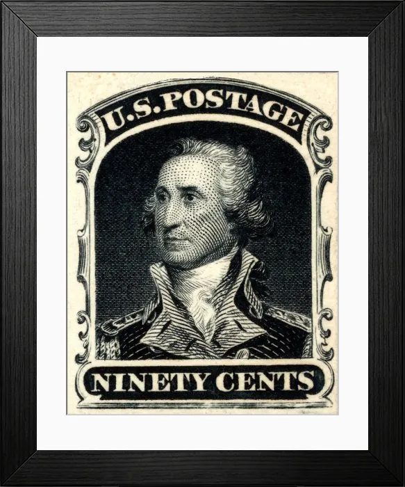 Framed Print : 90c Washington trial color card proof, 1881. Creator: American Bank Note Company Framed Print : 90c Washington trial color card proof, 1881. Creator: American Bank Note Company