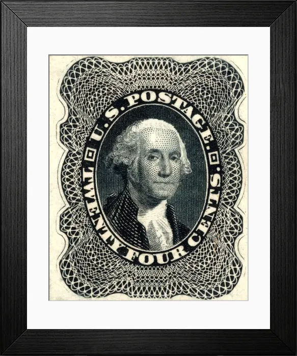 Framed Print : 24c Washington trial color card proof, 1881. Creator: American Bank Note Company Framed Print : 24c Washington trial color card proof, 1881. Creator: American Bank Note Company