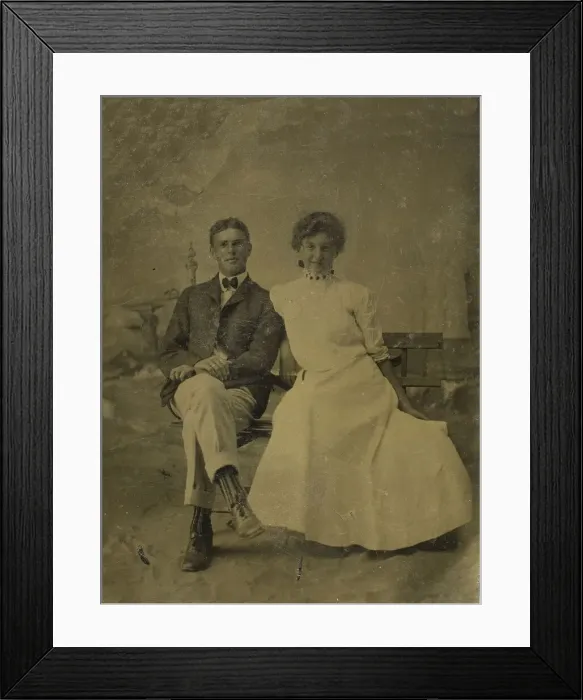 Framed Print : Untitled (Portrait of Seated Man and Woman), 1850 / 99. Creator: Unknown Framed Print : Untitled (Portrait of Seated Man and Woman), 1850 / 99. Creator: Unknown