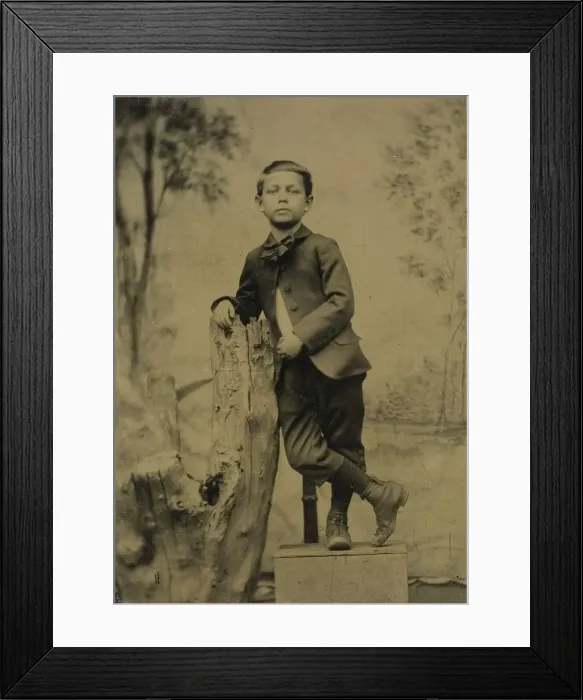 Framed Print : Untitled (Portrait of Boy Leaning), 1850 / 99. Creator: Unknown Framed Print : Untitled (Portrait of Boy Leaning), 1850 / 99. Creator: Unknown