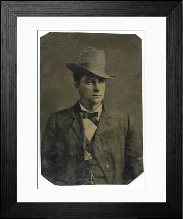 Framed Print : Untitled (Portrait of Man with Hat), 1850 / 99. Creator: Unknown Framed Print : Untitled (Portrait of Man with Hat), 1850 / 99. Creator: Unknown