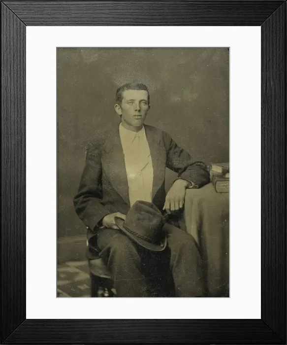 Framed Print : Untitled (Portrait of Seated Man with Hat in Lap), 1850 / 99. Creator: Unknown Framed Print : Untitled (Portrait of Seated Man with Hat in Lap), 1850 / 99. Creator: Unknown