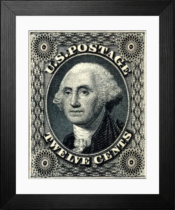 Framed Print : 12c Washington trial color card proof, 1881. Creator: American Bank Note Company Framed Print : 12c Washington trial color card proof, 1881. Creator: American Bank Note Company