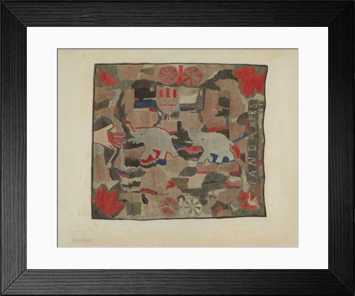 Framed Print : Hooked Rug, c. 1939. Creator: Henry Granet Framed Print : Hooked Rug, c. 1939. Creator: Henry Granet