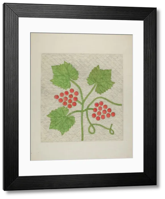Framed Print : Quilt - Grape Pattern, c. 1939. Creator: Cora Parker Framed Print : Quilt - Grape Pattern, c. 1939. Creator: Cora Parker