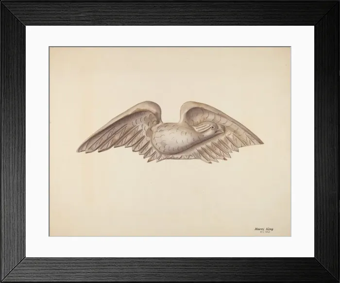 Framed Print : Wood Carving - Eagle, c. 1941. Creator: Harry King Framed Print : Wood Carving - Eagle, c. 1941. Creator: Harry King