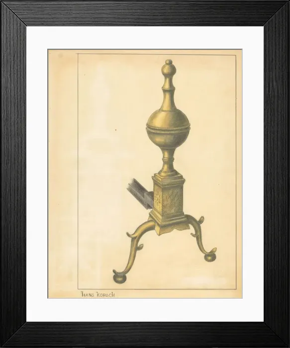 Framed Print : Andiron (one of pair), c. 1936. Creator: Hans Korsch Framed Print : Andiron (one of pair), c. 1936. Creator: Hans Korsch