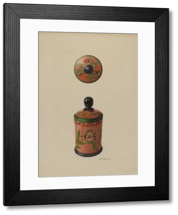 Framed Print : Pa. German Saffron Box, c. 1939. Creator: J. Howard Iams Framed Print : Pa. German Saffron Box, c. 1939. Creator: J. Howard Iams