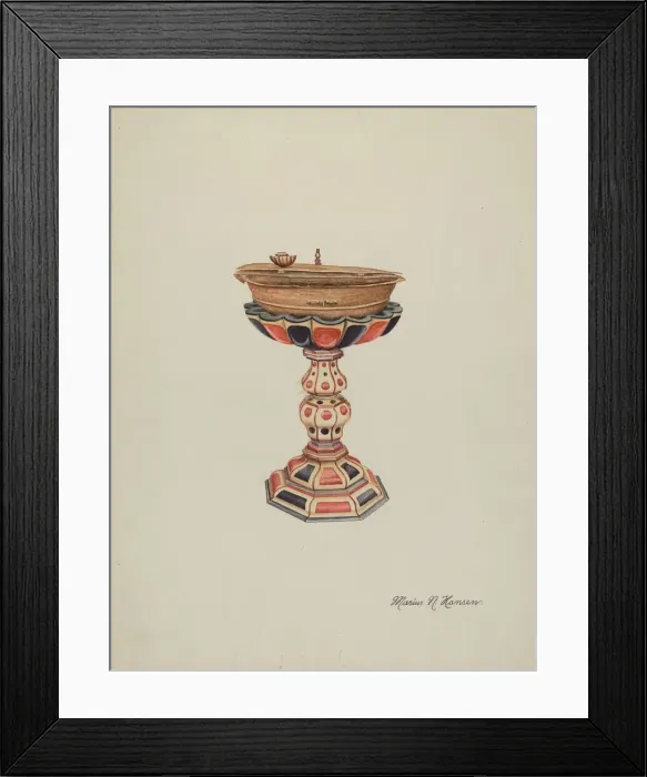Framed Print : Baptismal Font & Stand, c. 1939. Creator: Marius Hansen Framed Print : Baptismal Font & Stand, c. 1939. Creator: Marius Hansen