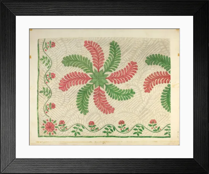 Framed Print : Quilt Applique Pattern, c. 1939. Creator: Maud M Holme Framed Print : Quilt Applique Pattern, c. 1939. Creator: Maud M Holme