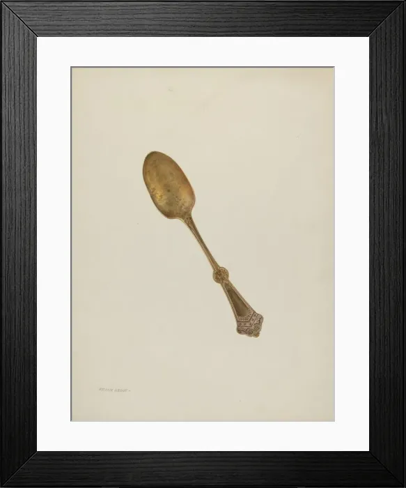 Framed Print : Dessert Spoon, c. 1940. Creator: Frank M Keane Framed Print : Dessert Spoon, c. 1940. Creator: Frank M Keane