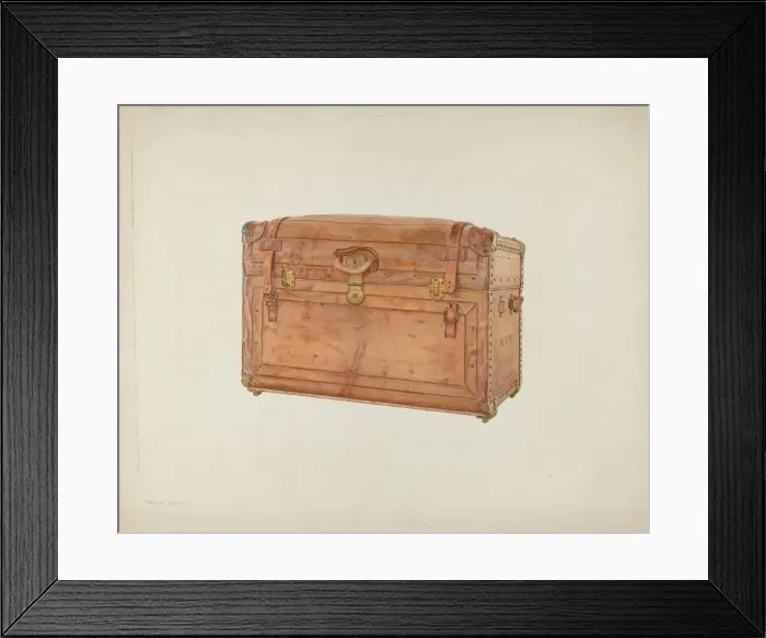 Framed Print : Horse Hide Trunk, c. 1939. Creator: Frank M Keane