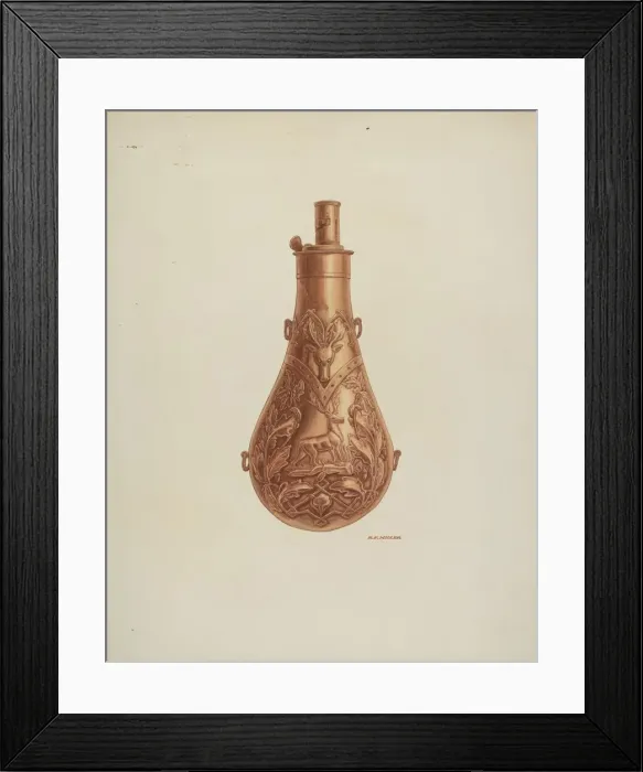 Framed Print : Powder Flask, c. 1940. Creator: Randolph F Miller Framed Print : Powder Flask, c. 1940. Creator: Randolph F Miller