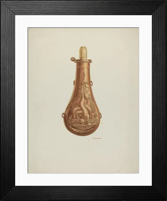 Framed Print : Powder Flask, c. 1939. Creator: Randolph F Miller Framed Print : Powder Flask, c. 1939. Creator: Randolph F Miller