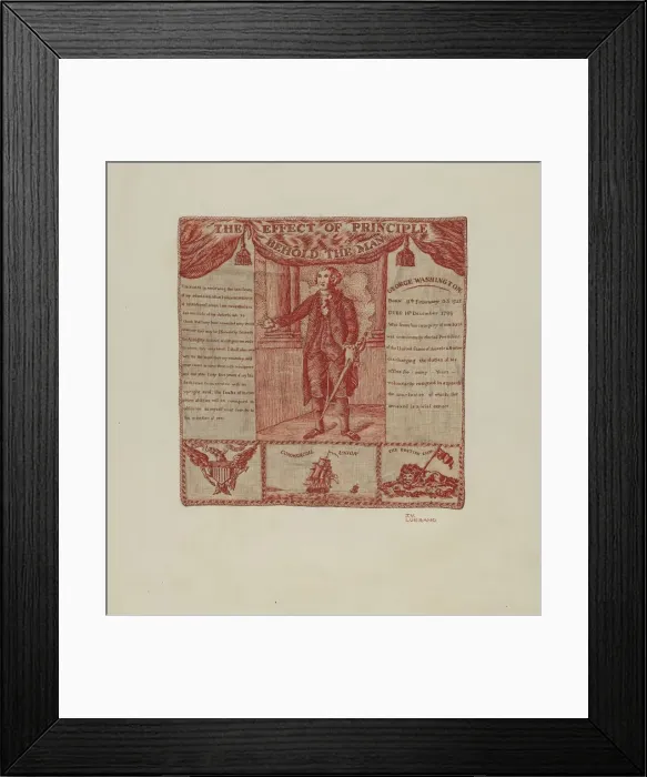 Framed Print : Printed Textile of George Washington, c. 1939. Creator: Joseph Lubrano Framed Print : Printed Textile of George Washington, c. 1939. Creator: Joseph Lubrano