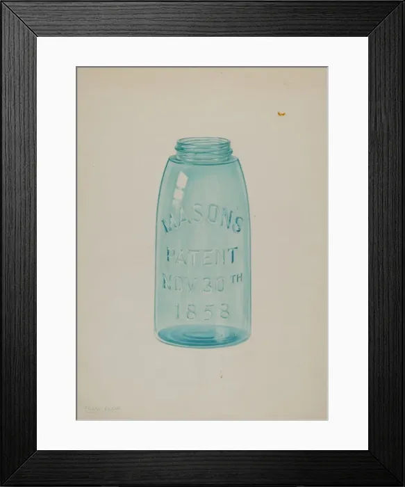 Framed Print : Mason Jar, c. 1939. Creator: Cora Parker Framed Print : Mason Jar, c. 1939. Creator: Cora Parker