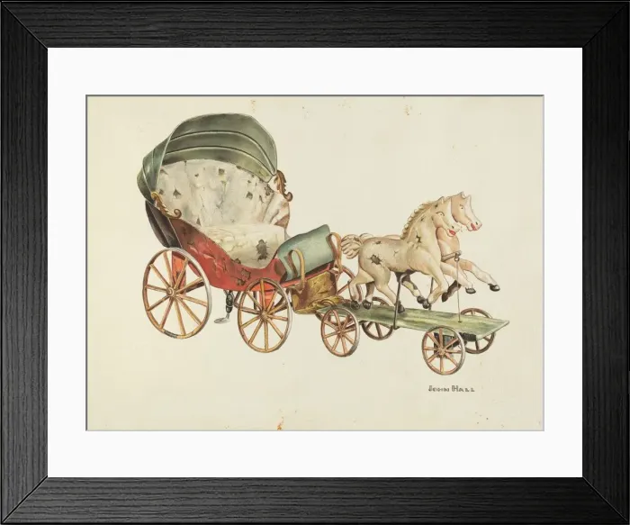 Framed Print : Calash and Horses, c. 1940. Creator: John Hall Framed Print : Calash and Horses, c. 1940. Creator: John Hall