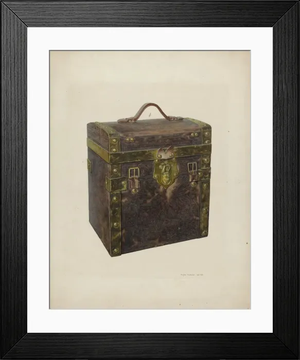 Framed Print : Small Square Trunk, c. 1940. Creator: Regina Henderer Framed Print : Small Square Trunk, c. 1940. Creator: Regina Henderer