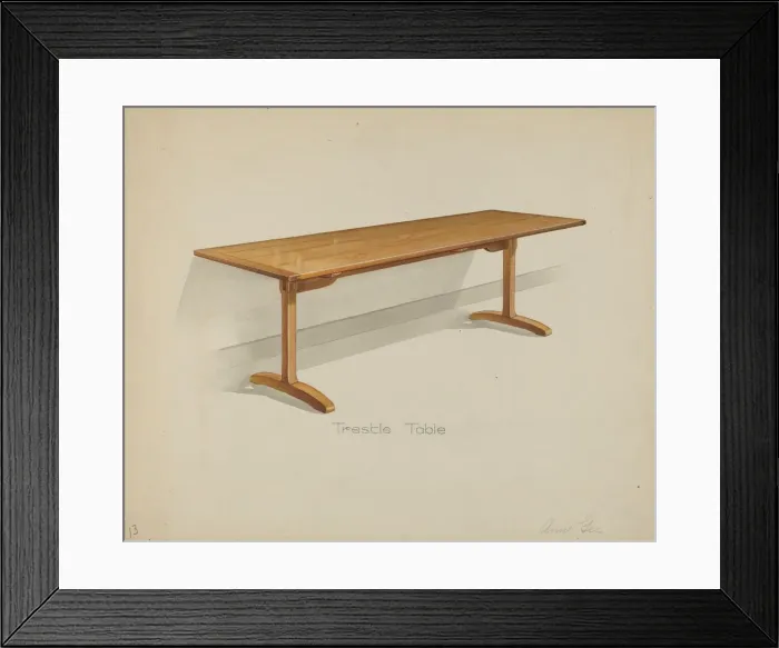 Framed Print : Shaker Trestle Dining Table, 1935 / 1942. Creator: Anne Ger Framed Print : Shaker Trestle Dining Table, 1935 / 1942. Creator: Anne Ger
