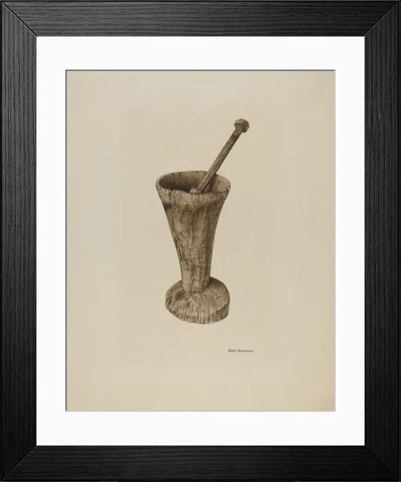 Framed Print : Mortar and Pestle, c. 1941. Creator: Ursula Lauderdale Framed Print : Mortar and Pestle, c. 1941. Creator: Ursula Lauderdale