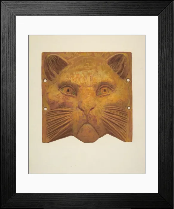 Framed Print : Cast Iron Cats Head, 1935 / 1942. Creator: Jane Iverson Framed Print : Cast Iron Cats Head, 1935 / 1942. Creator: Jane Iverson