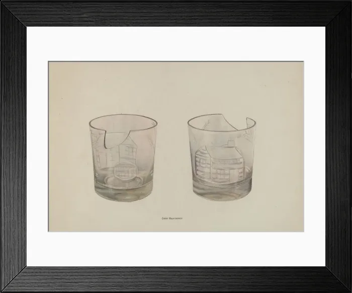 Framed Print : Whiskey Glass, c. 1941. Creator: Chris Makrenos