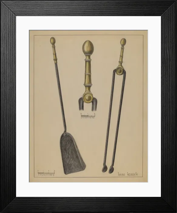 Framed Print : Fire Tongs and Shovel, 1935 / 1942. Creator: Hans Korsch Framed Print : Fire Tongs and Shovel, 1935 / 1942. Creator: Hans Korsch