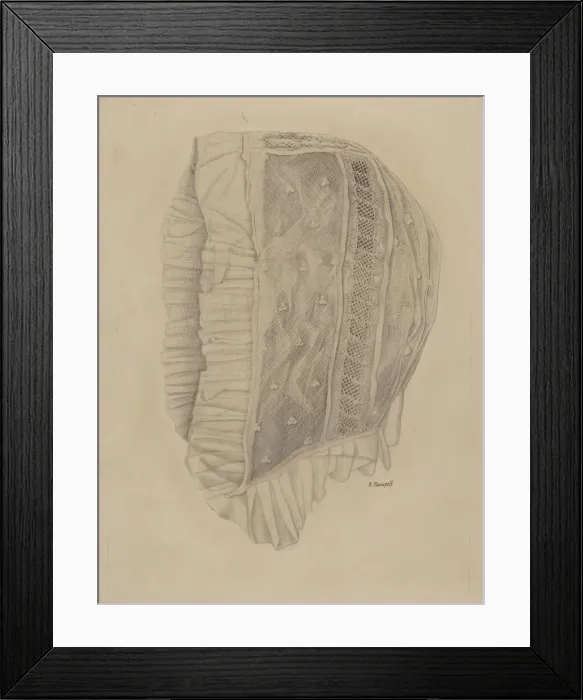 Framed Print : Childs Lace Cap, 1935 / 1942. Creator: Raymond Manupelli Framed Print : Childs Lace Cap, 1935 / 1942. Creator: Raymond Manupelli