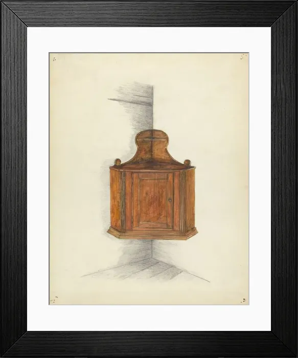 Framed Print : Corner Cupboard, c. 1953. Creator: Meyer Goldbaum