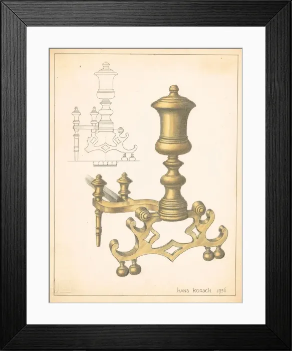 Framed Print : Andiron (one of pair), 1936. Creator: Hans Korsch Framed Print : Andiron (one of pair), 1936. Creator: Hans Korsch