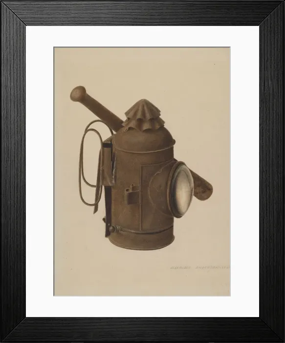 Framed Print : Police Lantern and Club, 1938. Creator: Alexander Anderson