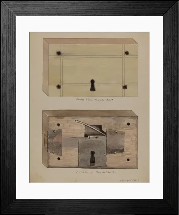 Framed Print : Lock, c. 1936. Creator: J. Howard Iams Framed Print : Lock, c. 1936. Creator: J. Howard Iams