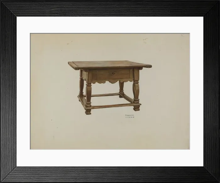 Framed Print : Pa. German Table, c. 1937. Creator: Frances Lichten Framed Print : Pa. German Table, c. 1937. Creator: Frances Lichten