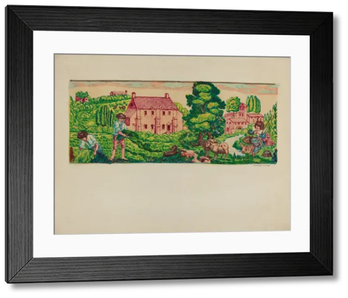 Framed Print : Wall Paper Border Design, c. 1937. Creator: Frances Lichten Framed Print : Wall Paper Border Design, c. 1937. Creator: Frances Lichten