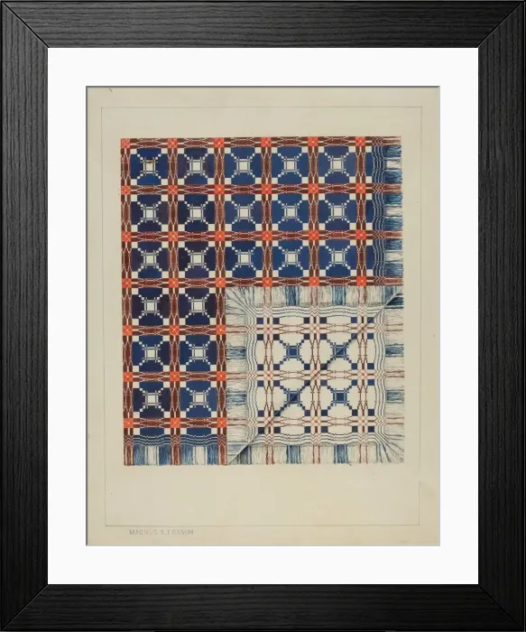 Framed Print : Woven Coverlet, c. 1937. Creator: Magnus S. Fossum Framed Print : Woven Coverlet, c. 1937. Creator: Magnus S. Fossum
