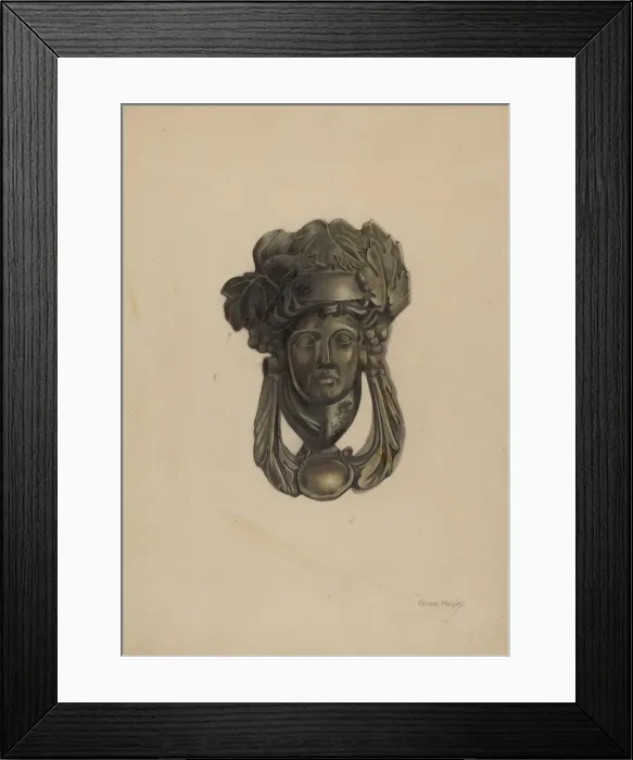 Framed Print : Door Knocker, c. 1937. Creator: Grace Halpin Framed Print : Door Knocker, c. 1937. Creator: Grace Halpin