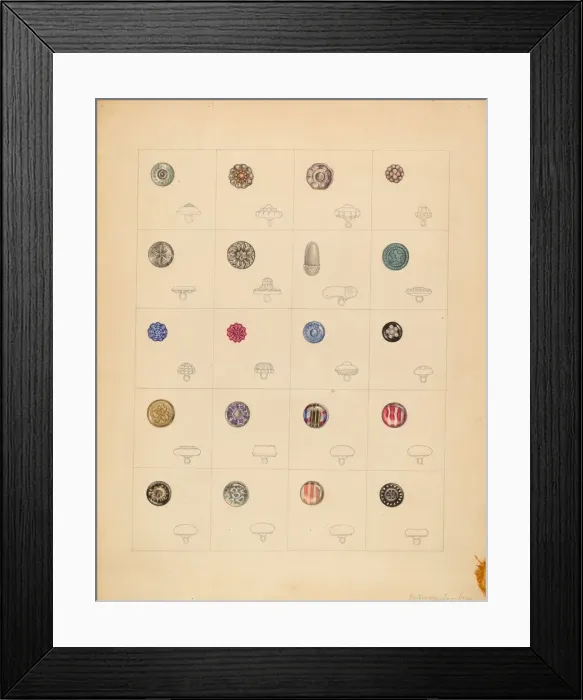 Framed Print : Buttons, c. 1937. Creator: Gertrude Lemberg Framed Print : Buttons, c. 1937. Creator: Gertrude Lemberg