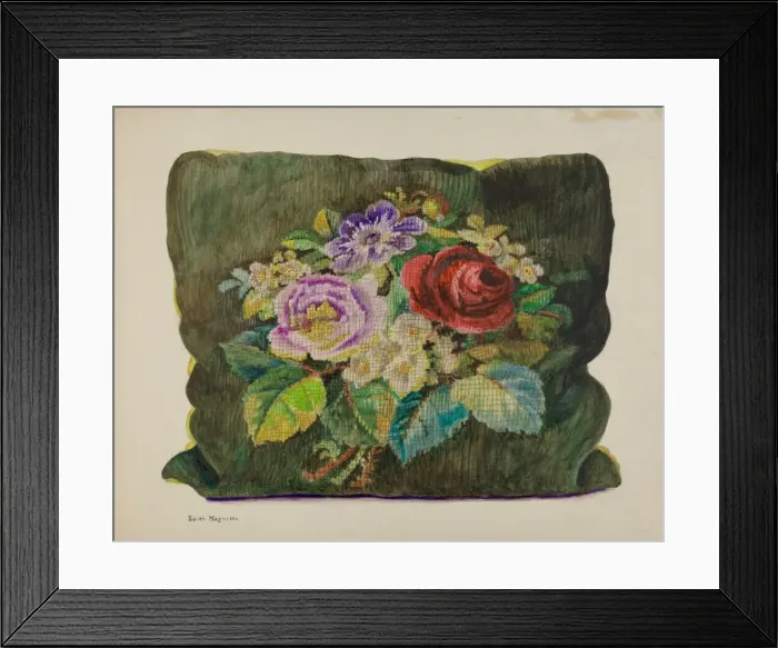 Framed Print : Pillow Sampler, c. 1937. Creator: Edith Magnette Framed Print : Pillow Sampler, c. 1937. Creator: Edith Magnette