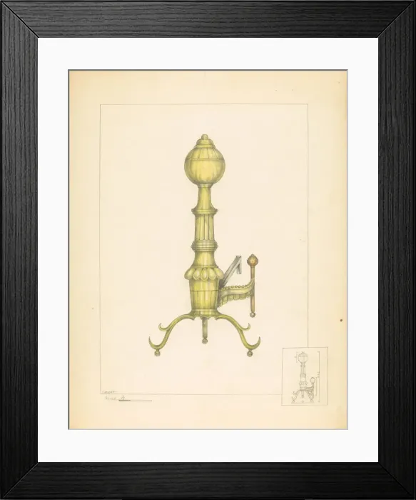 Framed Print : Brass Andiron, c. 1937. Creator: Henry Meyers Framed Print : Brass Andiron, c. 1937. Creator: Henry Meyers